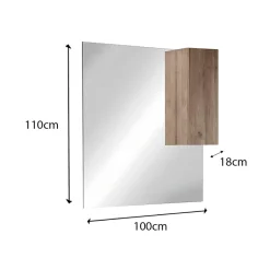 Mobile bagno a terra 100cm con lavabo e specchio rovere Alvarez