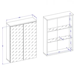 Mobile bagno a terra 61cm con specchio e colonne bianco lucido rovere Crystal