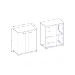 Mobile bagno a terra 61cm con specchio e colonne bianco lucido rovere Crystal