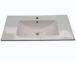 Mobile bagno a terra 80cm con lavabo e specchio bianco lucido David