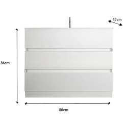 Mobile bagno a terra 100cm con lavabo e specchio bianco lucido Moon
