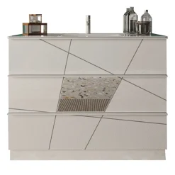 Mobile bagno a terra 80cm con lavabo 3 cassetti bianco lucido specchi Olimpo