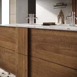 Mobile bagno a terra 120cm con doppio lavabo 3 cassetti rovere Alvarez