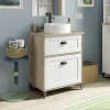 Mobile bagno a terra 61cm con lavabo 1 cassetto 1 anta rovere bianco Ilias