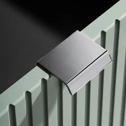 Mobile bagno sospeso cannettato 50cm con lavabo, specchio e colonna verde salvia rovere Greeny