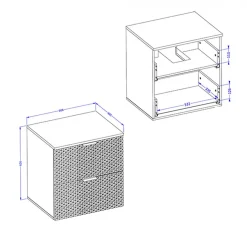 Mobile bagno sospeso 81cm 2 cassetti nero frontali decorati Konny