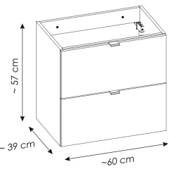 Mobile bagno sospeso 90cm 2 cassetti 1 anta rovere Rovery