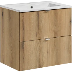 Mobile bagno sospeso 60cm 2 cassetti con lavabo rovere Rovery