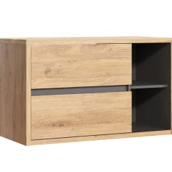 Mobile bagno sospeso 100cm 2 cassetti rovere antracite Veny