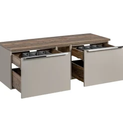 Mobile bagno sospeso 140cm 2 cassettoni e 2 cassetti attrezzati e 2 vani grigio quercia Serif