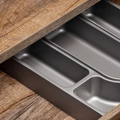 Mobile bagno sospeso 140cm 2 cassettoni e 2 cassetti attrezzati e 2 vani grigio quercia Serif
