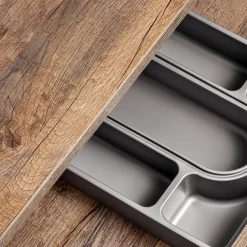 Mobile bagno sospeso 140cm 2 cassettoni e 2 cassetti attrezzati e 2 vani grigio quercia Serif