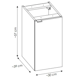 Mobile bagno sospeso 90cm 2 cassetti 1 anta rovere nero Rovery