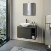 Mobile bagno sospeso 80cm 1 cassettone e 1 cassetto attrezzato e 2 vani nero Serif