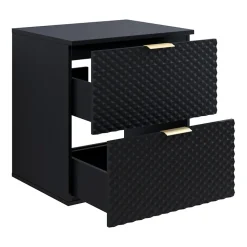 Mobile bagno sospeso 61cm 2 cassetti nero frontali decorati Konny