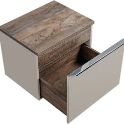 Mobile bagno sospeso 60cm 1 cassettone e 1 cassetto attrezzato grigio quercia Serif