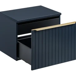 Mobile bagno sospeso 60cm 1 cassettone e 1 cassetto attrezzato cannettato blu Deep