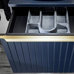 Mobile bagno sospeso 60cm 1 cassettone e 1 cassetto attrezzato cannettato blu Deep
