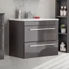 Mobile bagno sospeso 60cm 2 cassetti grigio lucido Zadar