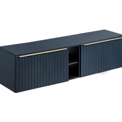 Mobile bagno sospeso 180cm 2 cassettoni e 2 cassetti attrezzati cannettato blu Deep
