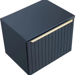 Mobile bagno sospeso 80cm 1 cassettone e 1 cassetto attrezzato cannettato blu Deep
