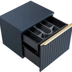 Mobile bagno sospeso 80cm 1 cassettone e 1 cassetto attrezzato cannettato blu Deep