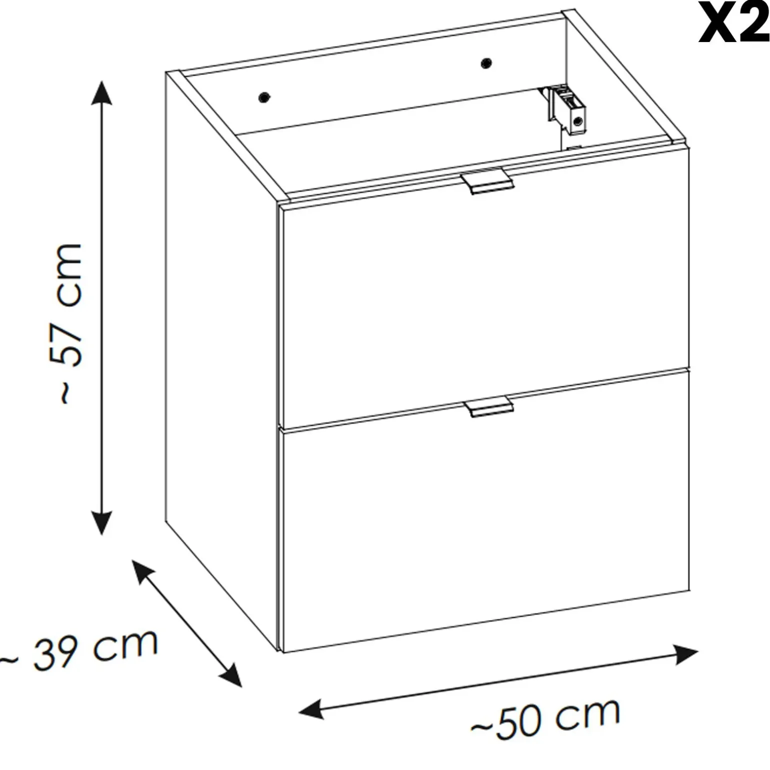 Mobile bagno sospeso 140cm 4 cassetti e portabiancheria rovere nero Rovery