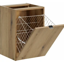 Mobile bagno sospeso 140cm 4 cassetti e portabiancheria rovere Rovery