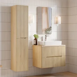Mobile bagno sospeso 80cm cannettato 2 cassetti rovere Pretty