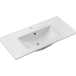 Mobile bagno sospeso 80cm cannettato con lavabo 2 cassetti beige Cleany