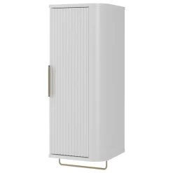 Mobile bagno sospeso 90cm con lavabo, colonna e pensile cannettato bianco Lusso