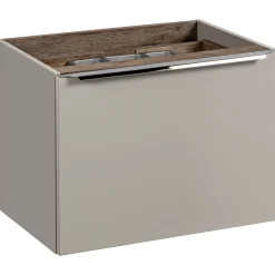 Mobile bagno sospeso 60cm con lavabo, mobile specchio, colonna e vani grigio quercia Serif