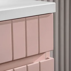 Mobile bagno sospeso 140cm cannettato 2 cassettoni rosa Autentic