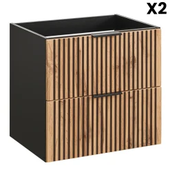 Mobile bagno sospeso 120cm con 2 lavabi da incasso quercia antracite Limpid