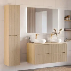 Mobile bagno sospeso 120cm cannettato rovere Pretty