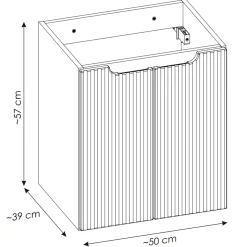 Mobile bagno sospeso 50cm cannettato 2 ante nero rovere Cleany