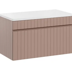 Mobile bagno sospeso 80cm cannettato 1 cassettone rosa Autentic