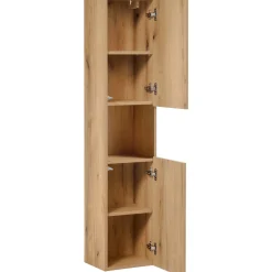 Mobile bagno sospeso 100cm con 2 lavabi e colonna rovere Rovery