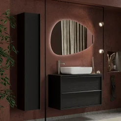 Mobile bagno sospeso 105cm con lavabo 2 cassetti nero frassinato Absolut