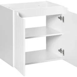 Mobile bagno sospeso 60cm cannettato con lavabo 2 ante bianco Cleany