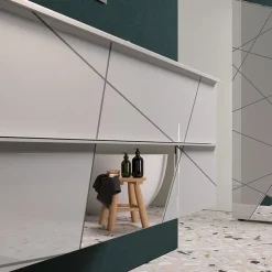 Mobile bagno sospeso 100cm con lavabo e specchio bianco lucido specchi Olimpo