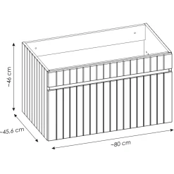 Mobile bagno sospeso 80cm cannettato con lavabo da incasso, colonna e specchio rosa Autentic