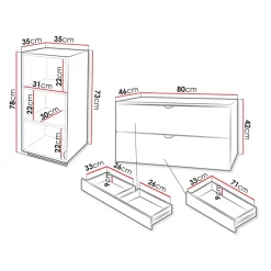 Mobile bagno sospeso 80cm con pensile grigio Hakone 3