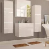 Mobile bagno sospeso 60cm con lavabo, specchio e colonne bianco lucido Teresa