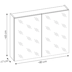 Mobile bagno sospeso 80cm con lavabo, mobile specchio e colonna grigio quercia Serif