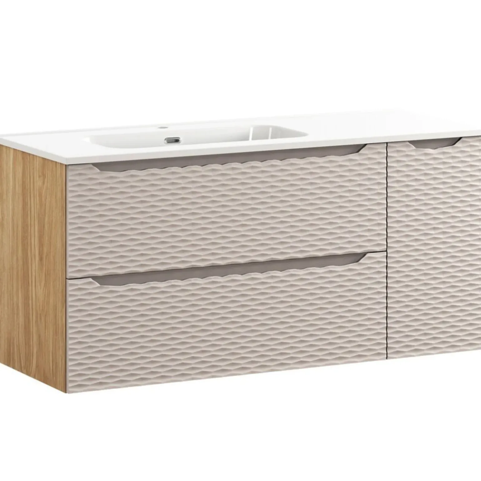 Mobile bagno sospeso 120cm con lavabo da incasso beige rovere Swim