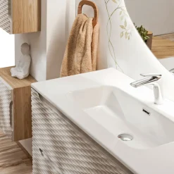 Mobile bagno sospeso 120cm con lavabo da incasso beige rovere Swim