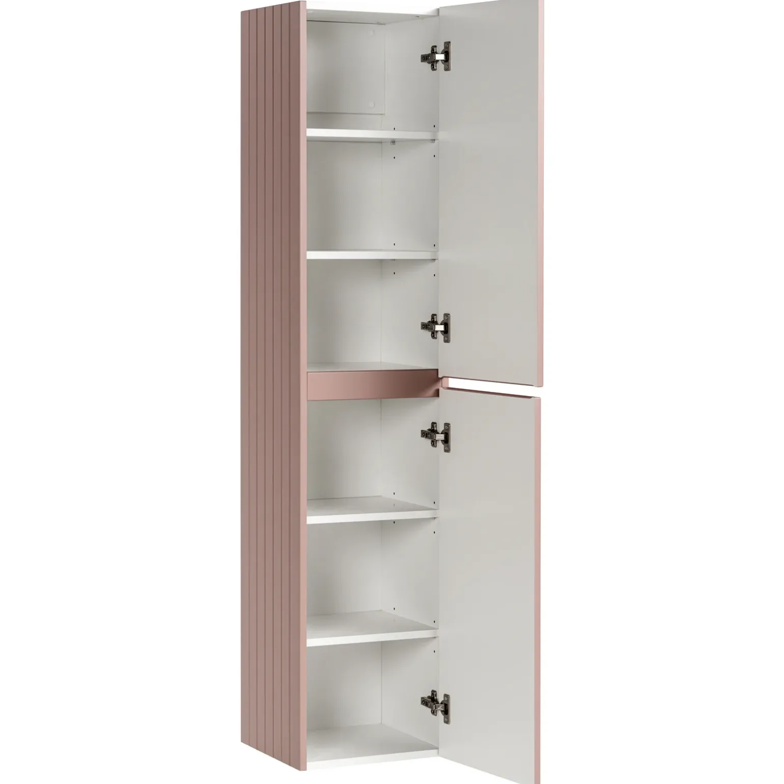Mobile bagno sospeso 180cm cannettato con 2 lavabi, colonna e 2 specchi rosa Autentic