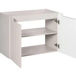 Mobile bagno sospeso 80cm cannettato con lavabo 2 ante beige Cleany