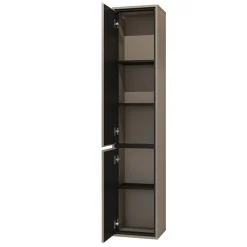 Mobile bagno sospeso 78cm con specchio e colonna tortora nero Linda